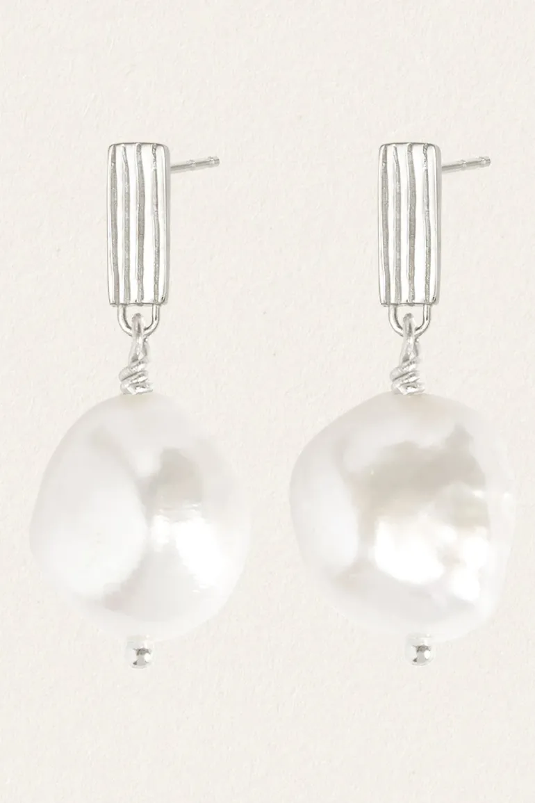 Baroque Pearl Earrings - Silver