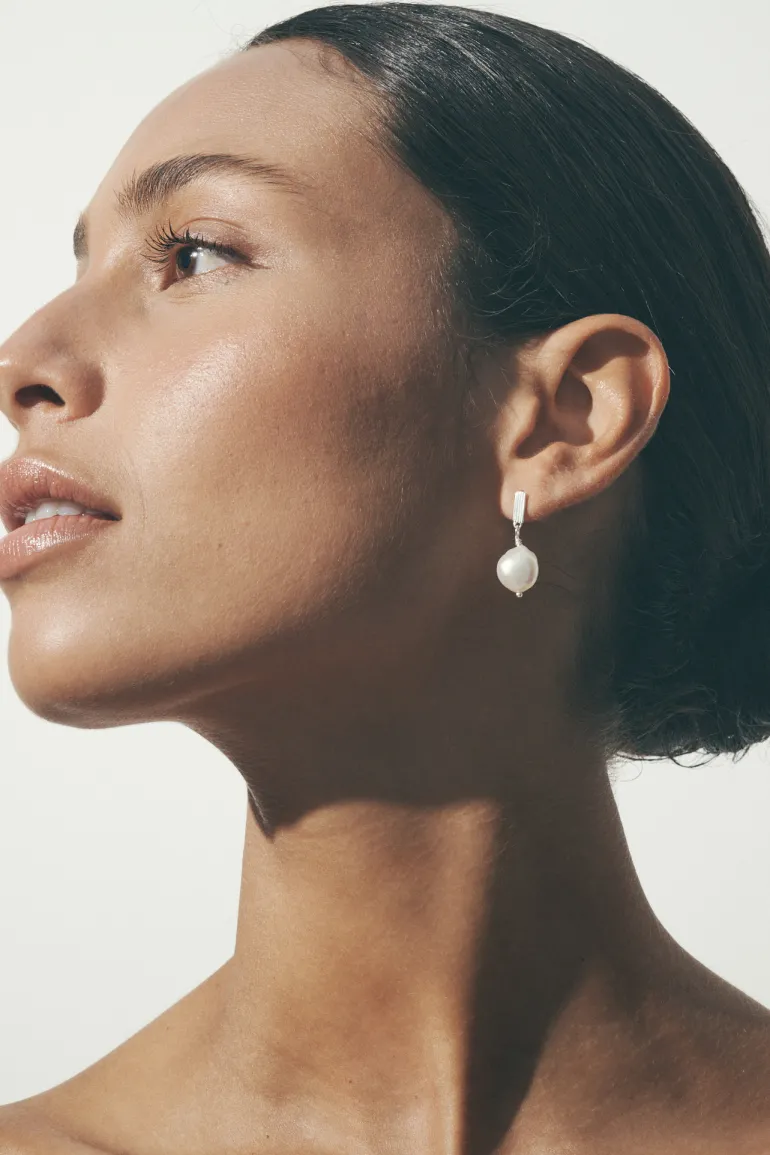 Baroque Pearl Earrings - Silver