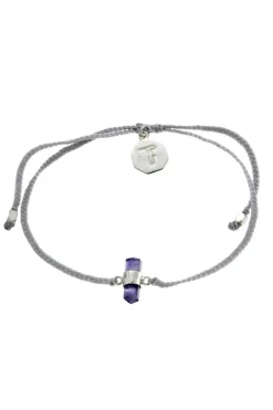 Cut Amethyst Crystal Bracelet | Pastel Grey - Silver