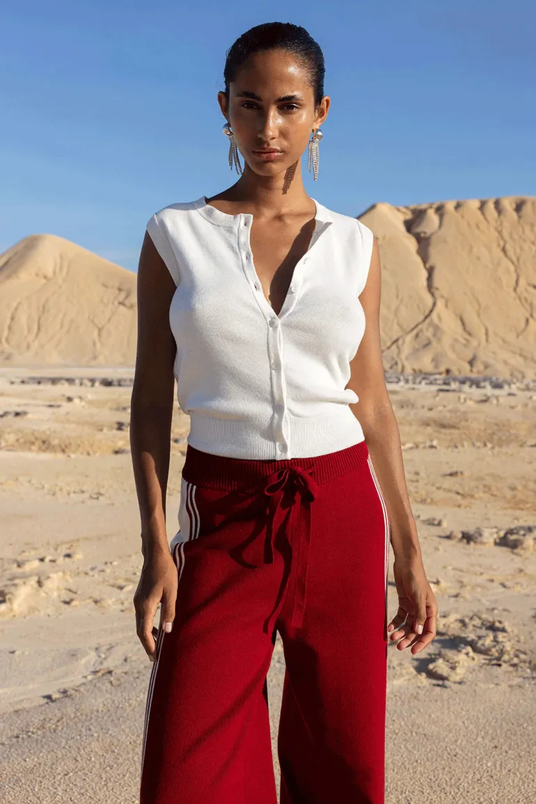 Emery Pant - Wine / Ecru