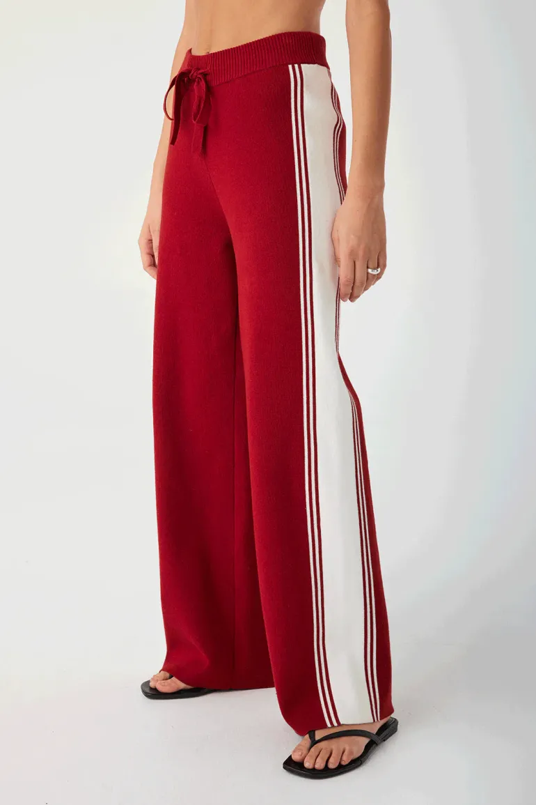 Emery Pant - Wine / Ecru