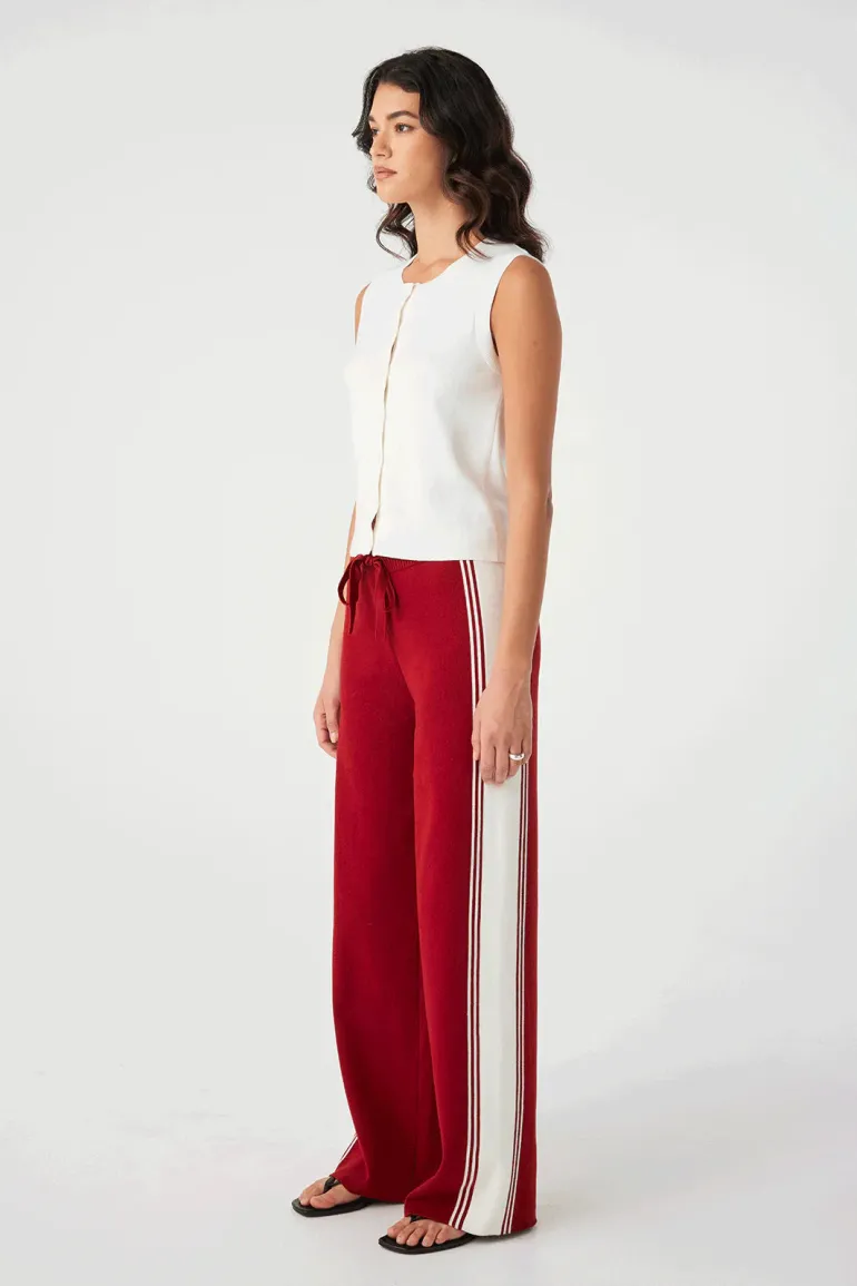Emery Pant - Wine / Ecru