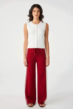 Emery Pant - Wine / Ecru