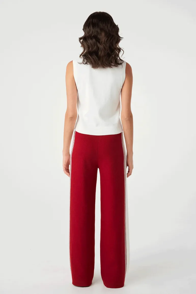 Emery Pant - Wine / Ecru