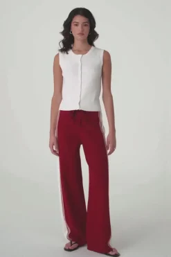 Emery Pant - Wine / Ecru