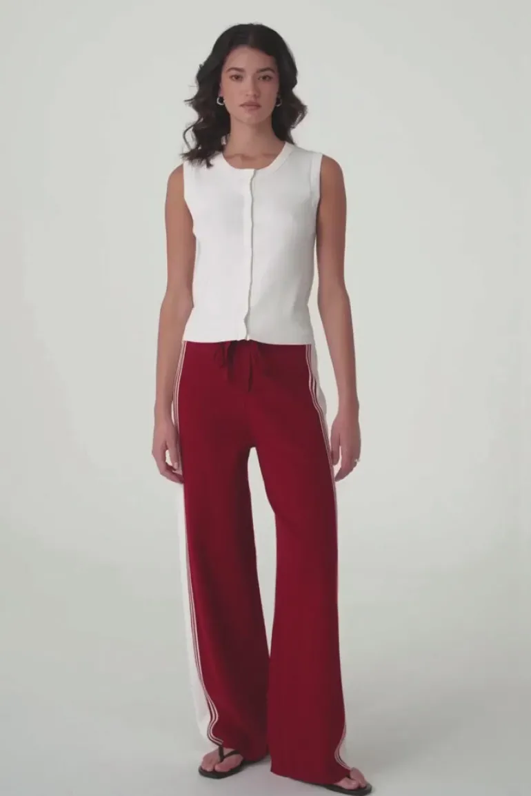 Emery Pant - Wine / Ecru