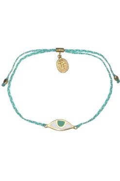 Eye Protection Bracelet | Aqua & Cream - Gold