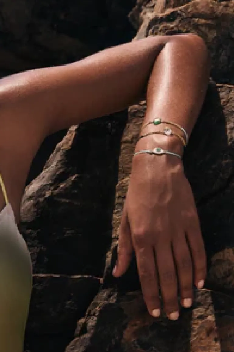 Eye Protection Bracelet | Aqua & Cream - Gold