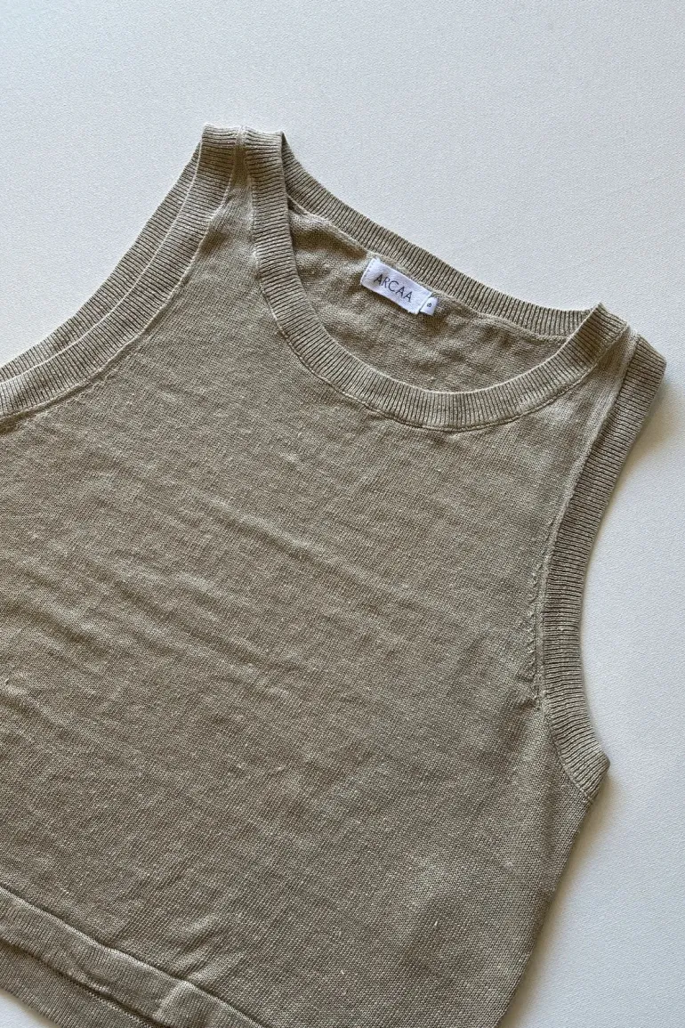 Hugo Linen Knit Tank - Taupe