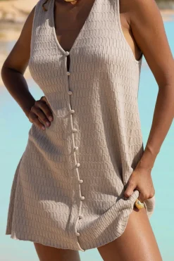 Jude Reversible A- Line Knit Mini Dress - Taupe