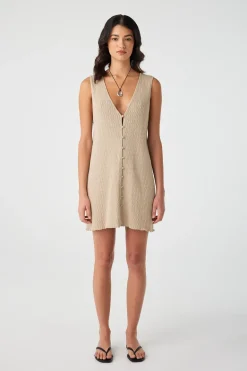 Jude Reversible A- Line Knit Mini Dress - Taupe