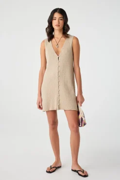 Jude Reversible A- Line Knit Mini Dress - Taupe