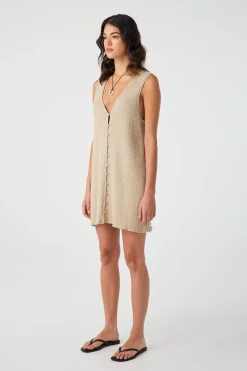 Jude Reversible A- Line Knit Mini Dress - Taupe