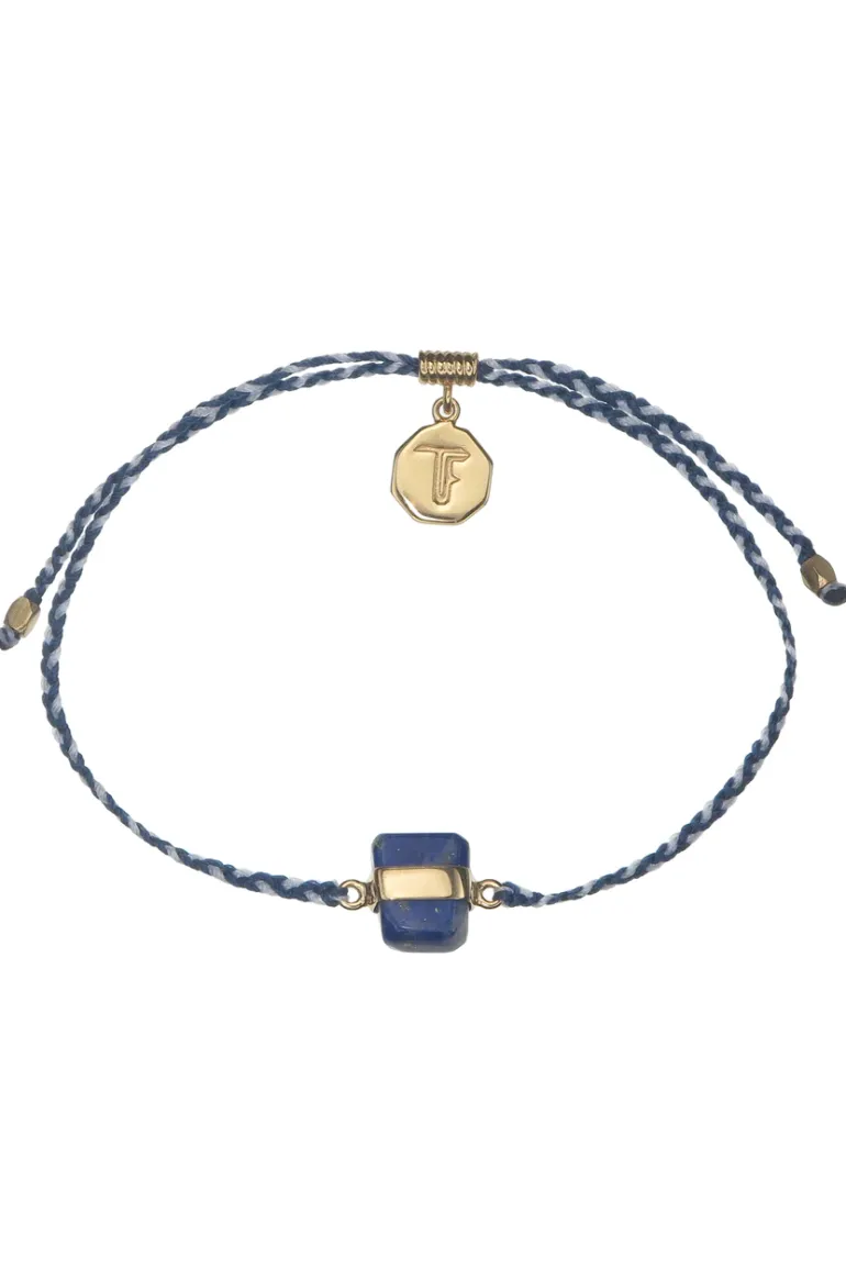 Lapis Lazuli Crystal Bracelet | Blue and White - Gold