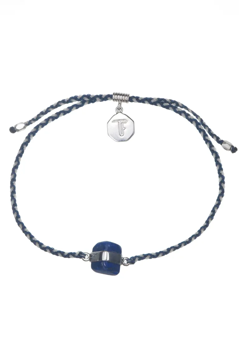 Lapis Lazuli Crystal Bracelet | Blue and White - Silver