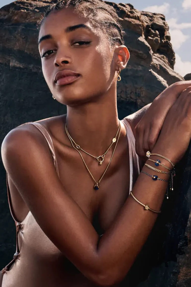 Lapis Lazuli Crystal Bracelet | Blue and White - Gold