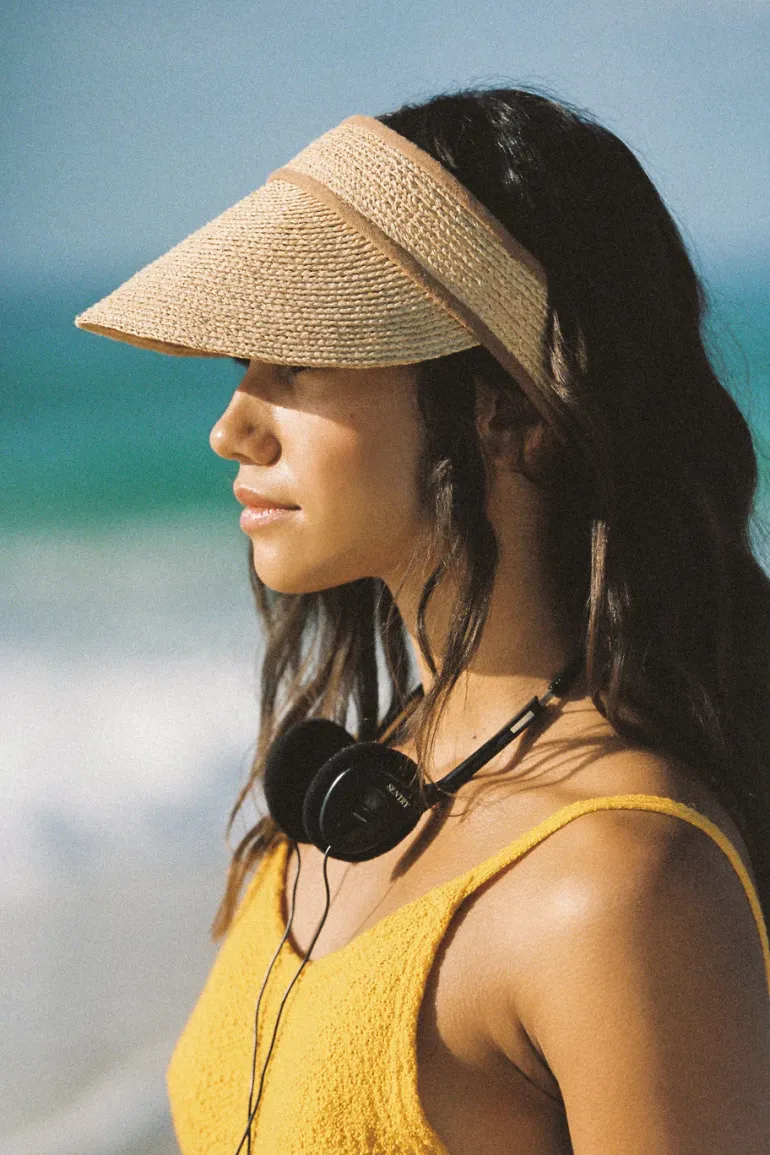 Linen Visor - Natural/Cinnamon