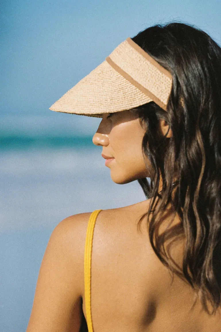 Linen Visor - Natural/Cinnamon