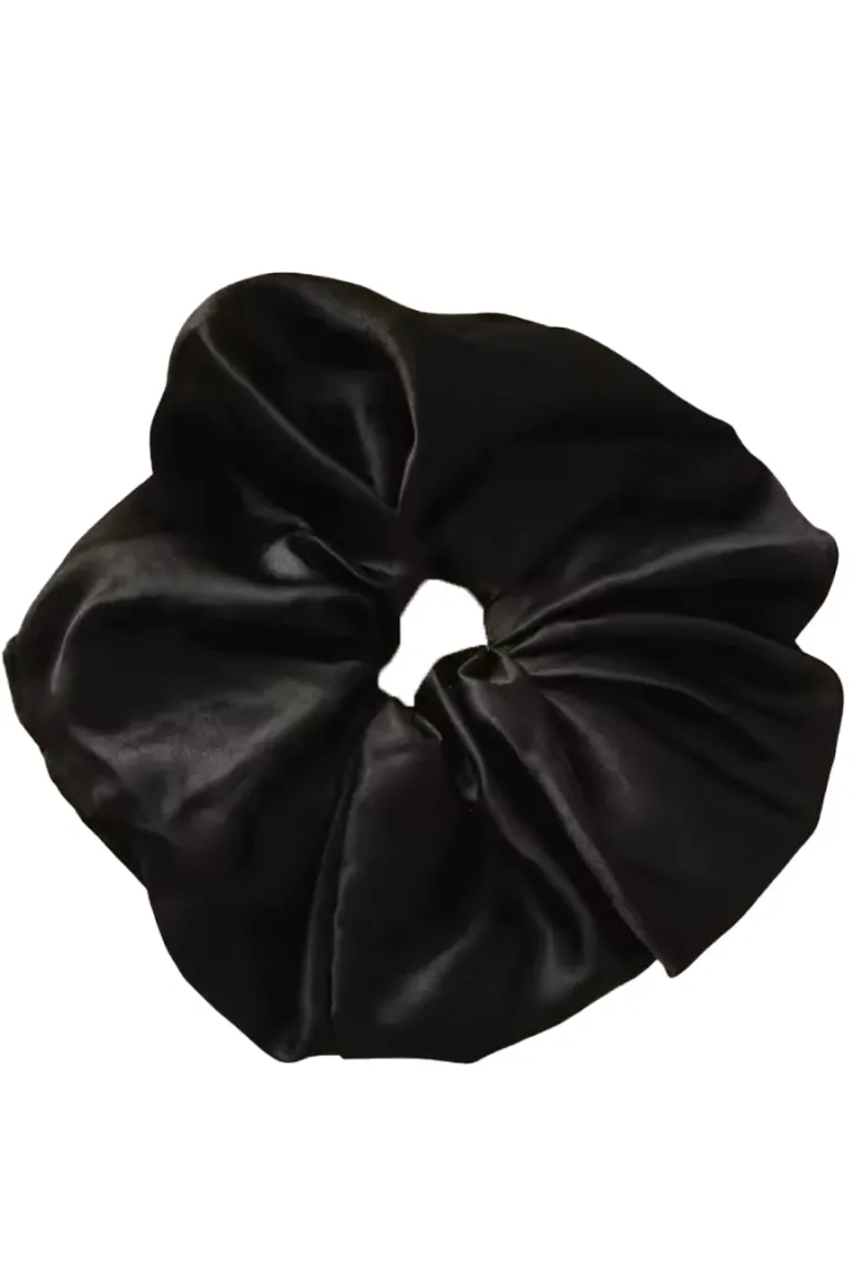 Oversized Satin Scrunchie - Black