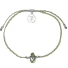 Peridot Crystal Bracelet | Sage Green and Cream - Silver