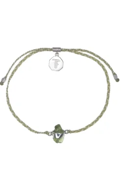 Peridot Crystal Bracelet | Sage Green and Cream - Silver