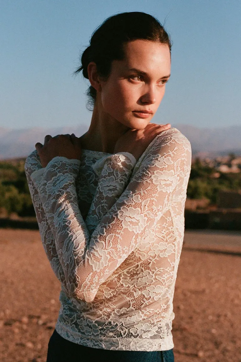 Tonya Rose Lace Top - Creme