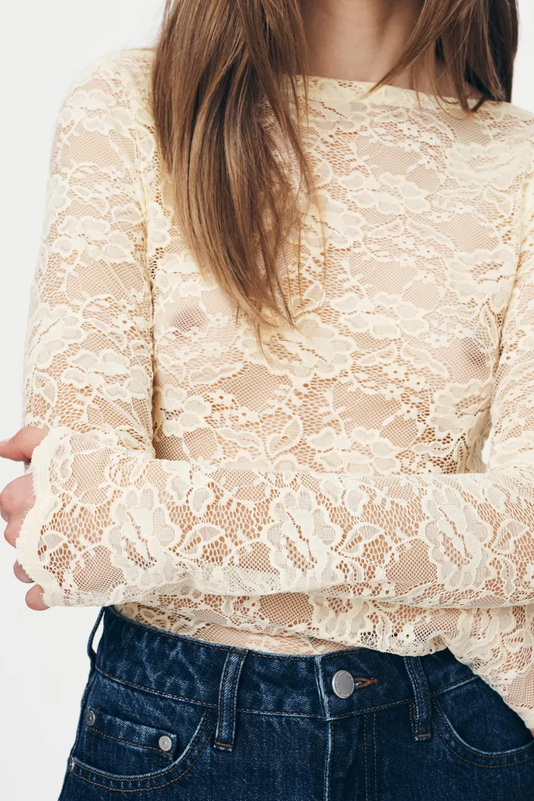 Tonya Rose Lace Top - Creme