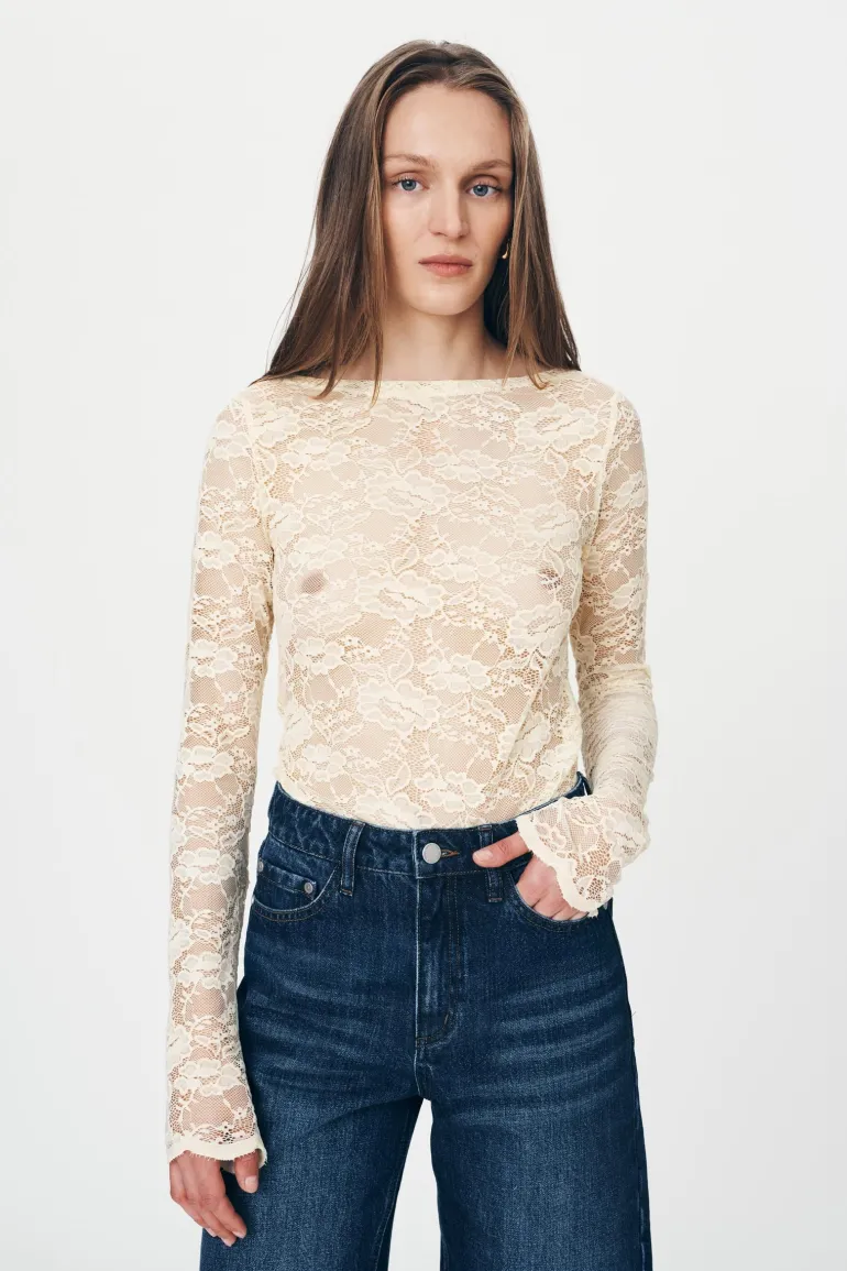 Tonya Rose Lace Top - Creme