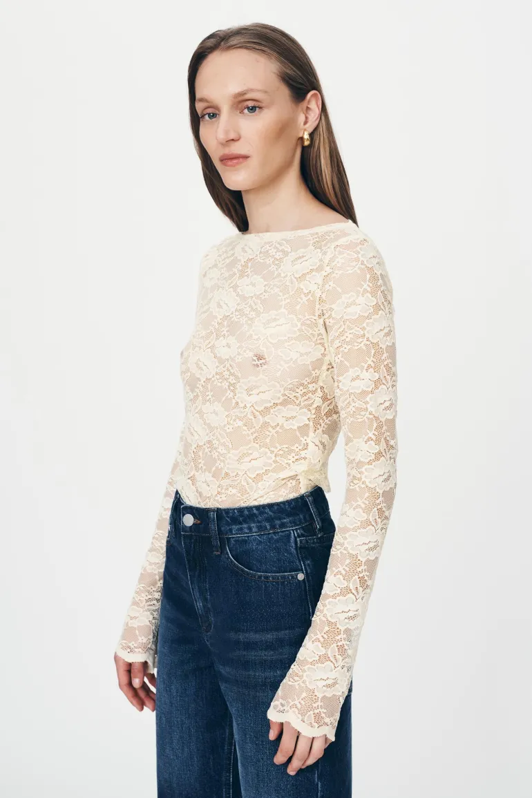 Tonya Rose Lace Top - Creme