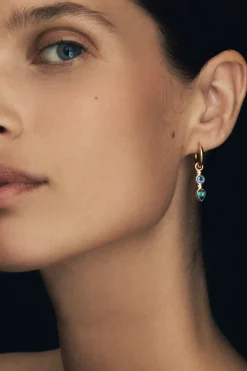 Teal Earrings  - Gold