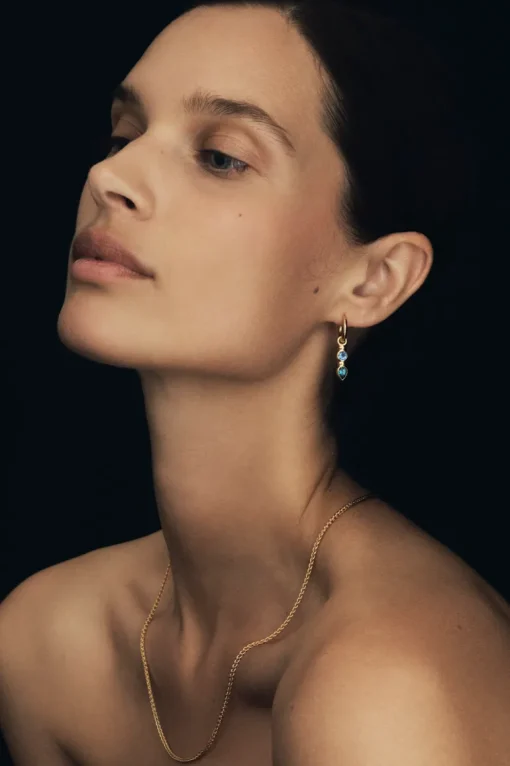Teal Earrings  - Gold